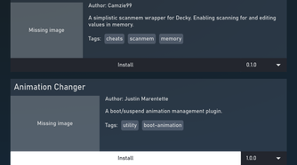 Animation Changer Install page on Decky