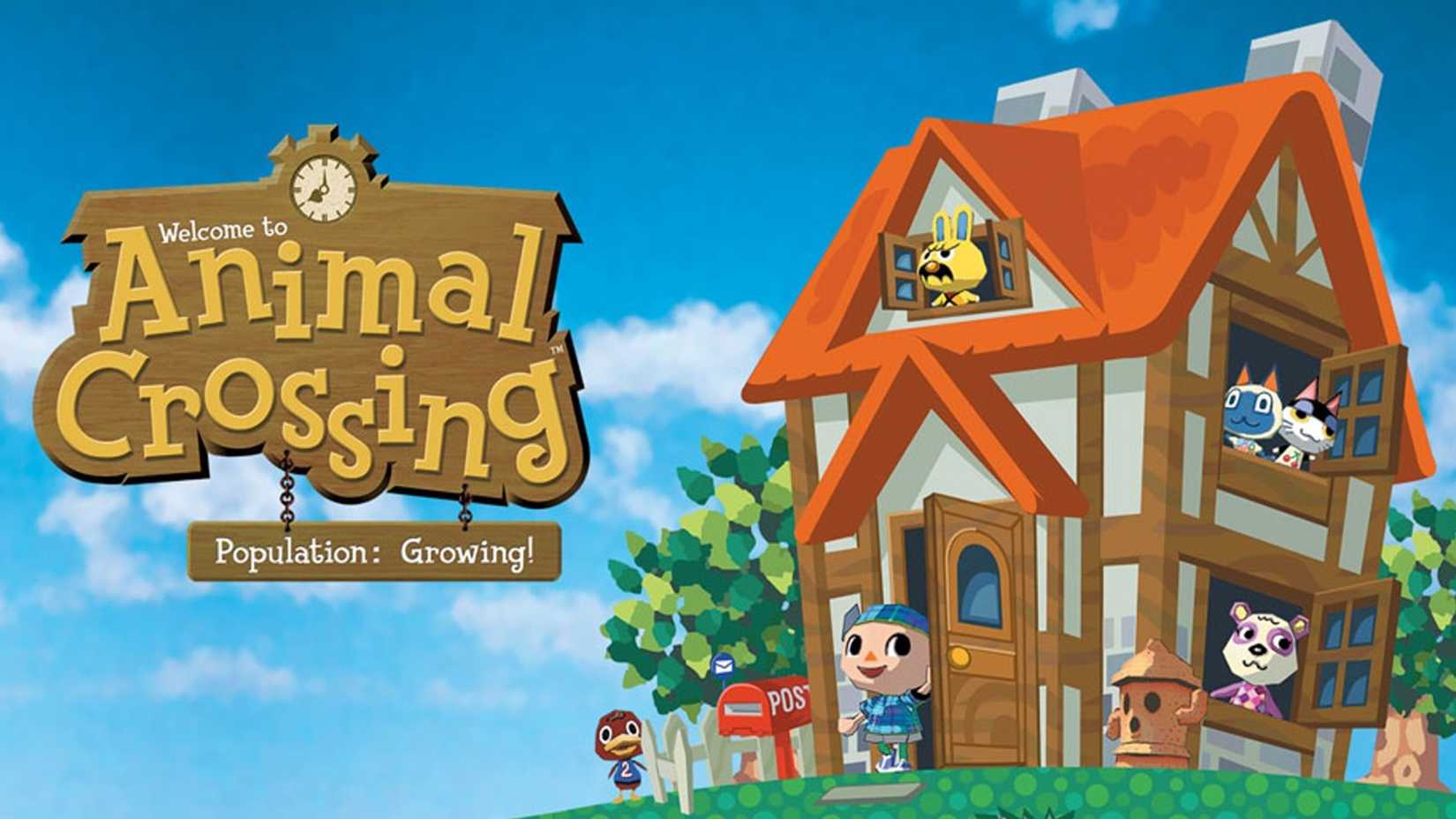 The key art for Animal Crossing on the GameCube.