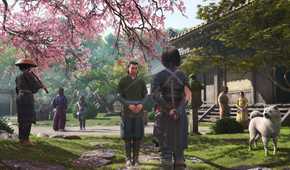 Assassin's Creed Shadows Characters standing under a cherry blossom