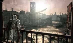 Ezio Auditore standing near a river in Assassin's Creed II.