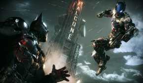 Batman and the Arkham Knight fighting in Batman: Arkham Knight.