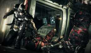 Batman beating up goons in Batman: Arkham Knight.