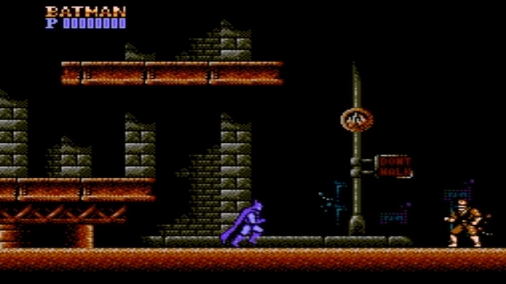 A screenshot of gameplay from Batman on NES.