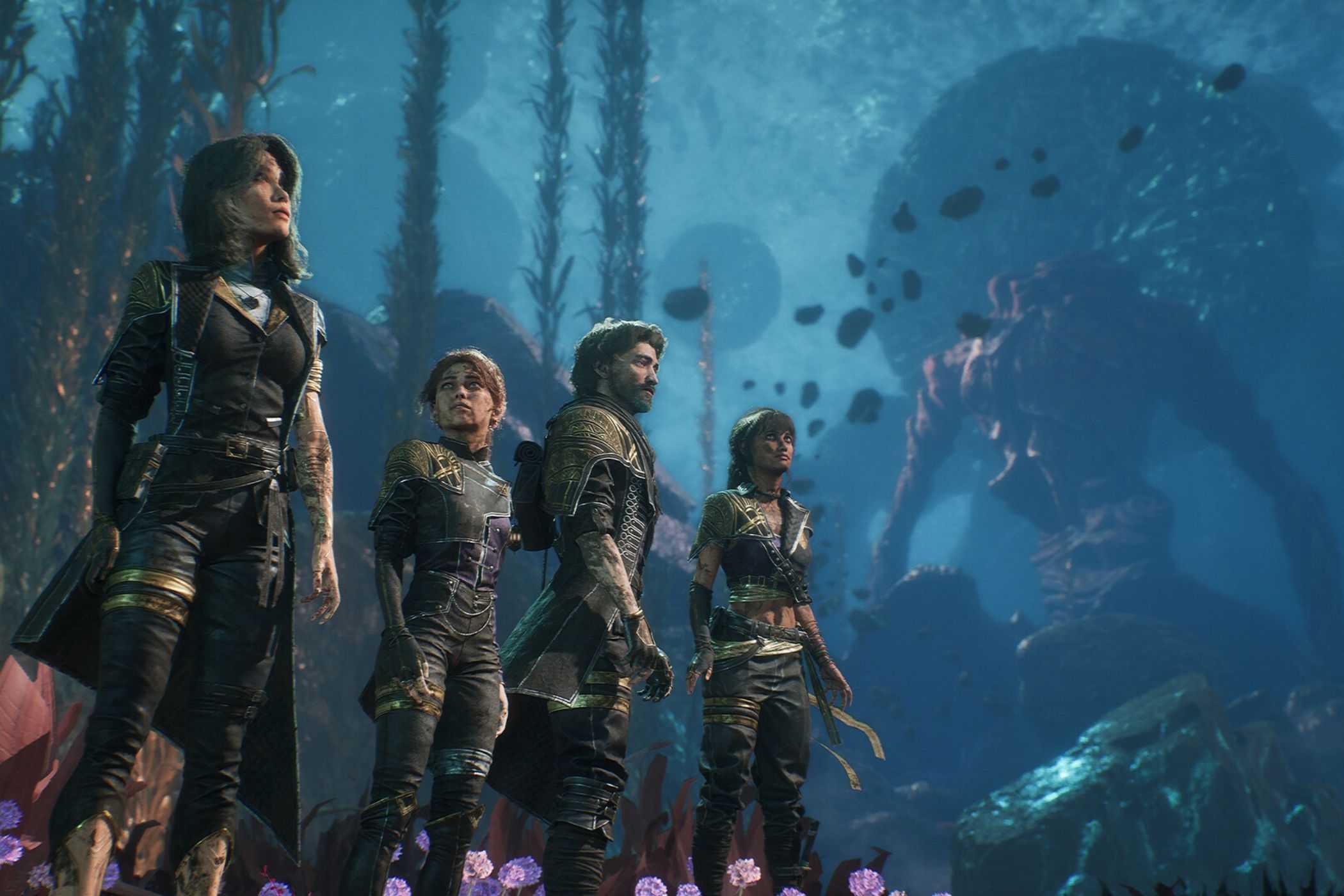 Expedition 33 team of characters in underwater area.