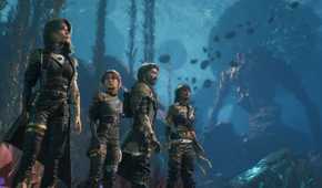 Expedition 33 team of characters in underwater area.