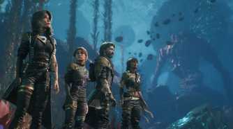 Expedition 33 team of characters in underwater area.