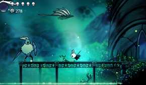 Hollow Knight dashing across dock