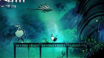 Hollow Knight dashing across dock