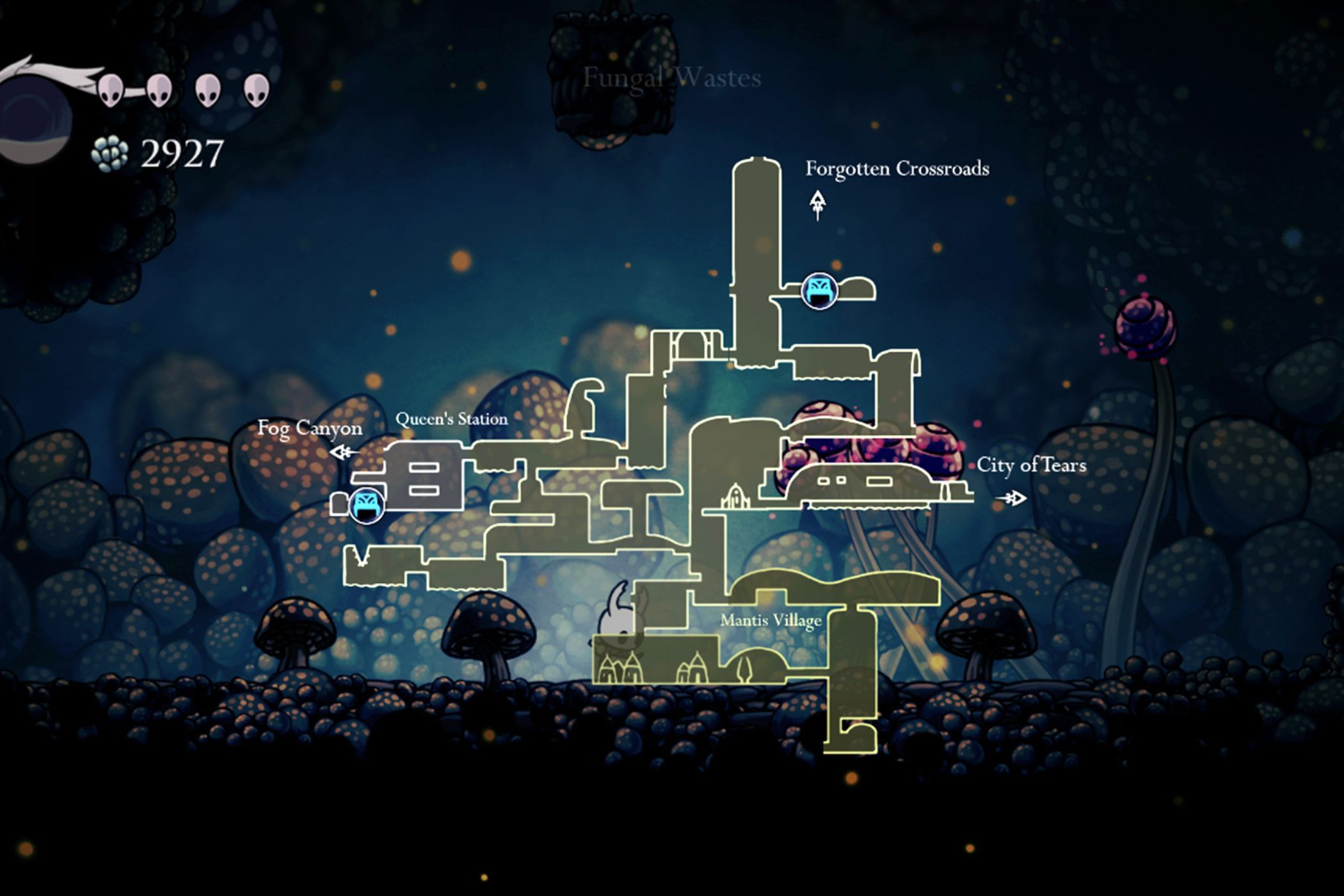 Hollow Knight player using map
