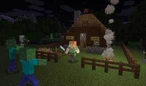 Minecraft Alex defending house from zombies