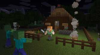 Minecraft Alex defending house from zombies
