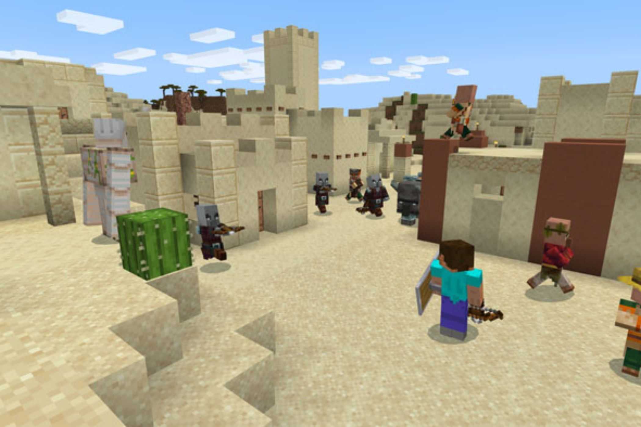 Minecraft steve dealing with raid