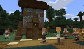 Minecraft Alex talking to villagers