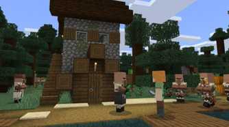Minecraft Alex talking to villagers