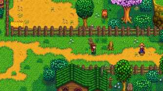 Stardew Valley player running past house
