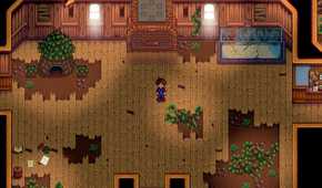 Stardew Valley player standing in destroyed house