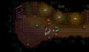 Stardew Valley player slashing sword in dungeon