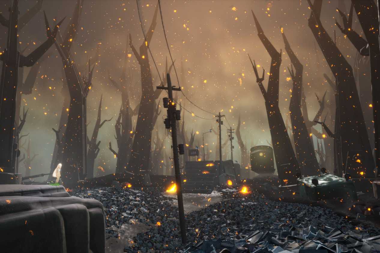 After Us Gaia standing in burning land