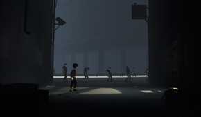 Inside kid standing in alleyway