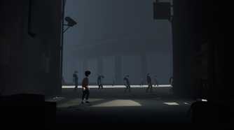 Inside kid standing in alleyway