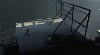 Inside kid running past broken sign