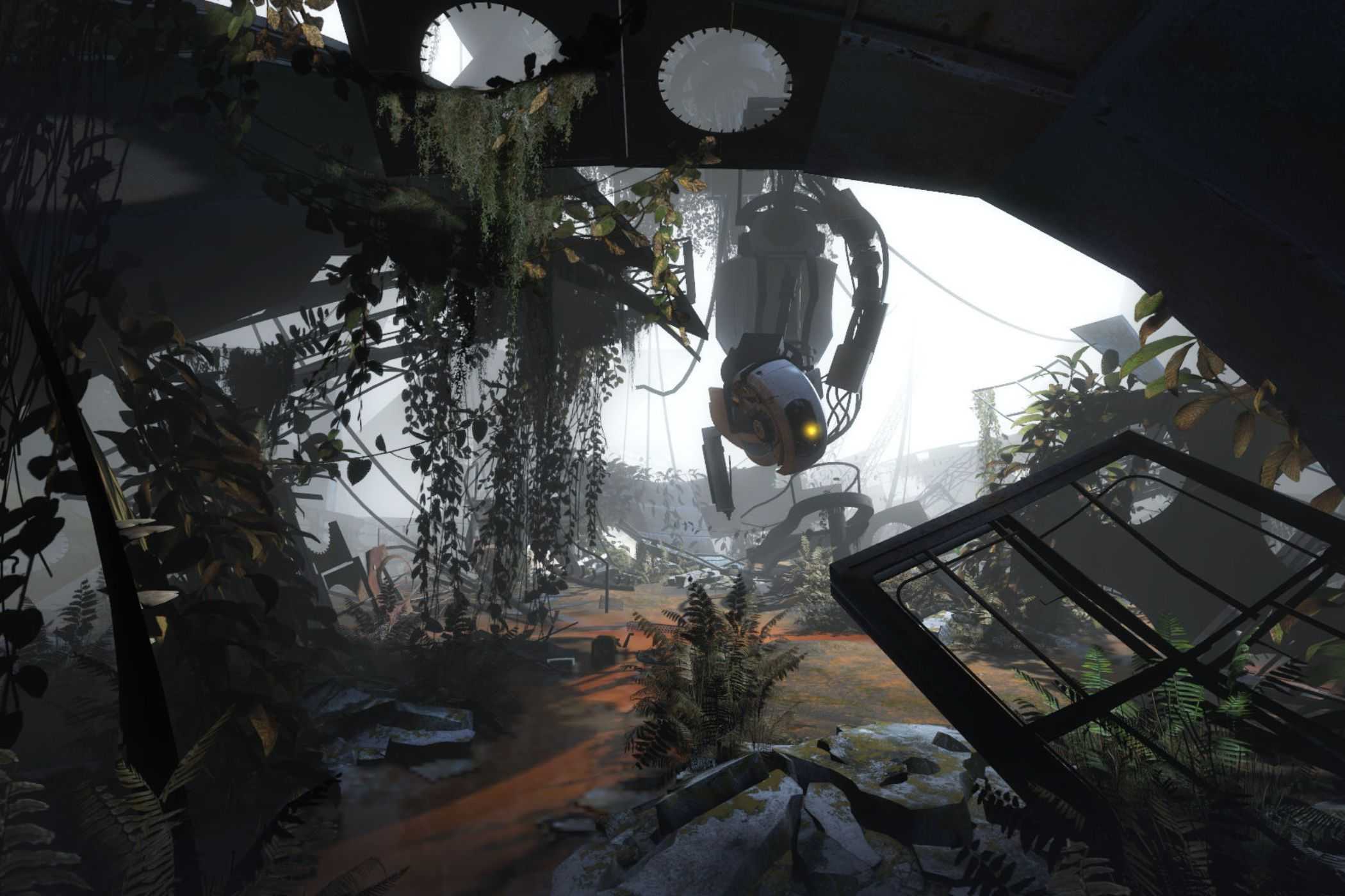 Portal 2 Glados looking through tunnel