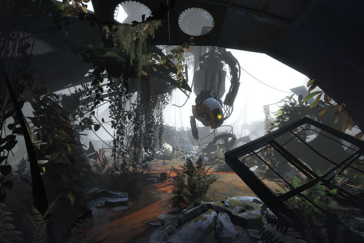 Portal 2 Glados looking through tunnel