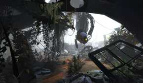 Portal 2 Glados looking through tunnel