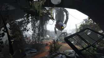 Portal 2 Glados looking through tunnel