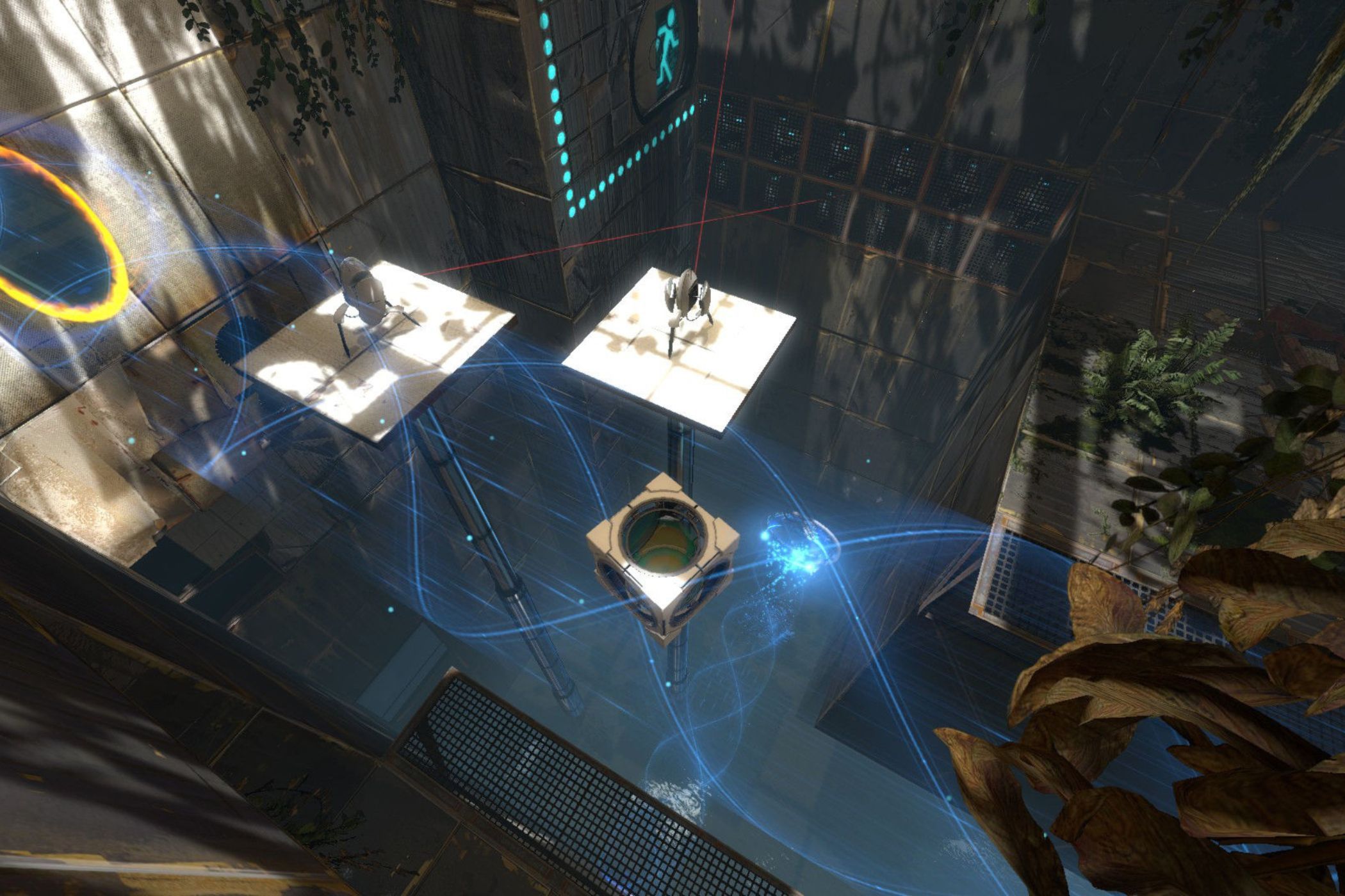 Portal 2 turrets operating near tractor beam