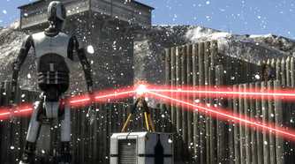Talos Principle robot standing in front of laser machine