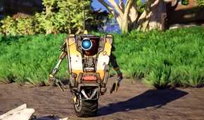 Borderlands 4 Claptrap near tree