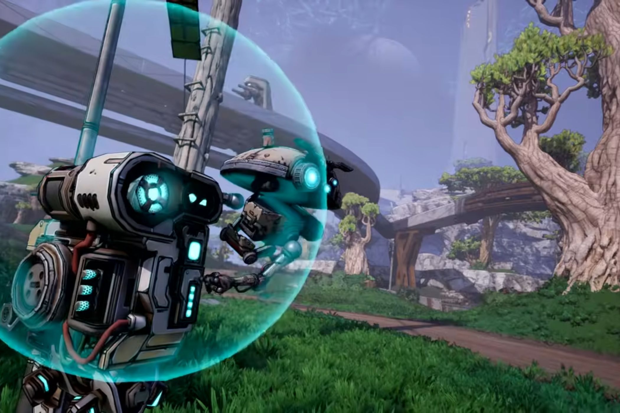 Borderlands 4 Echo 4 hanging onto projector