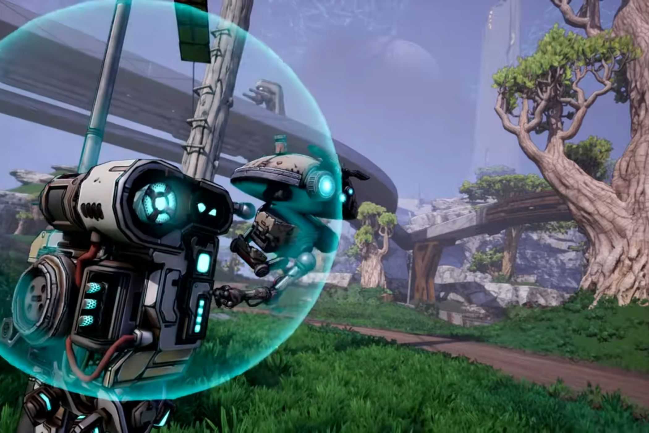 Borderlands 4 Echo 4 hanging onto projector