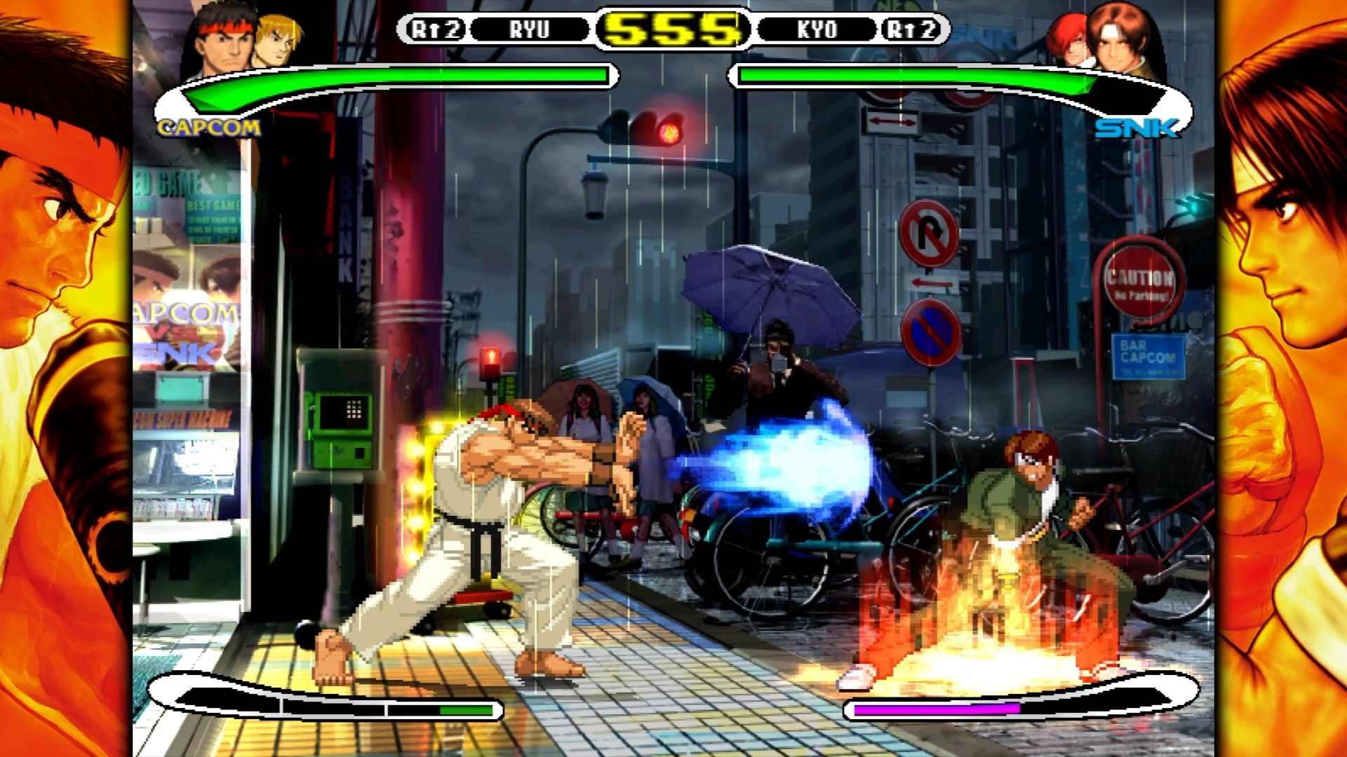 A screenshot of gameplay for Capcom Fighting Collection 2
