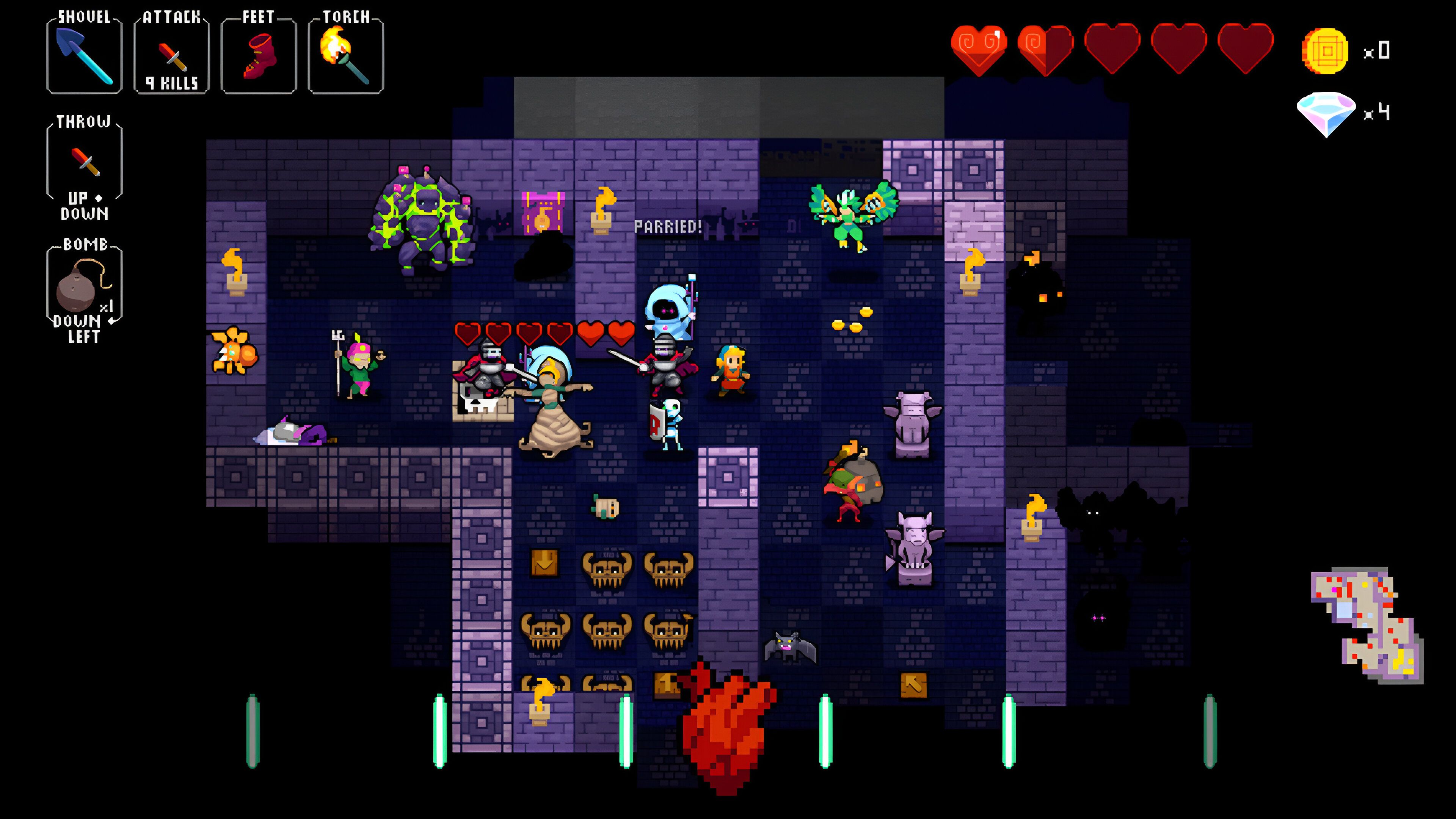 A screenshot from Crypt of the Necrodancer.