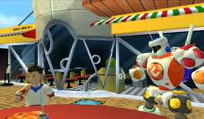 A screenshot of gameplay from Cubix Robots for Everyone: Showdown