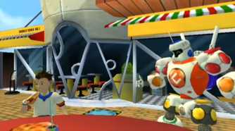 A screenshot of gameplay from Cubix Robots for Everyone: Showdown