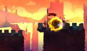 A fiery orb in Dead Cells.