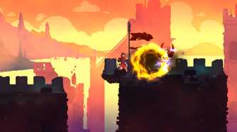 A fiery orb in Dead Cells.