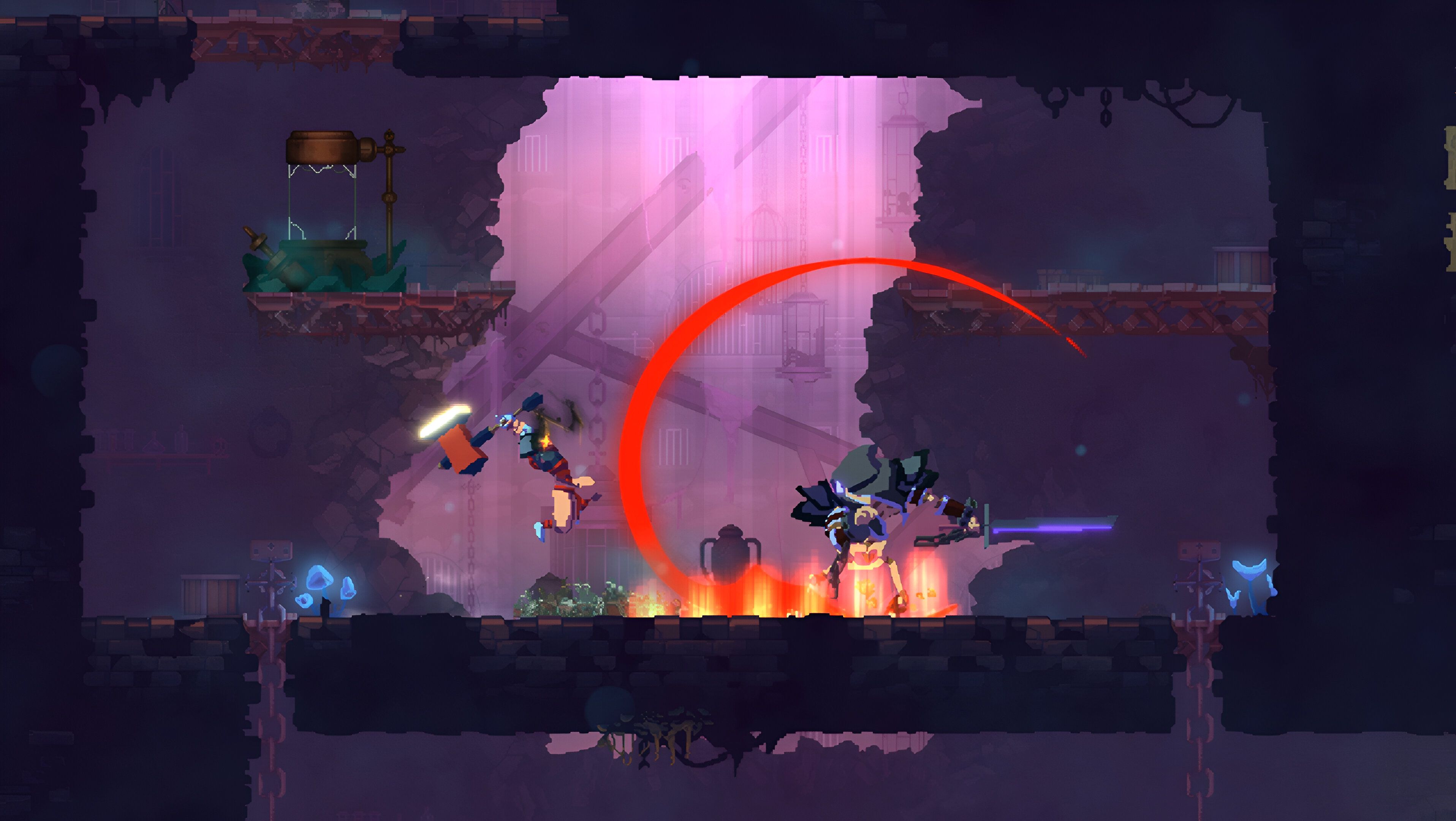 A combat sequence in Dead Cells.