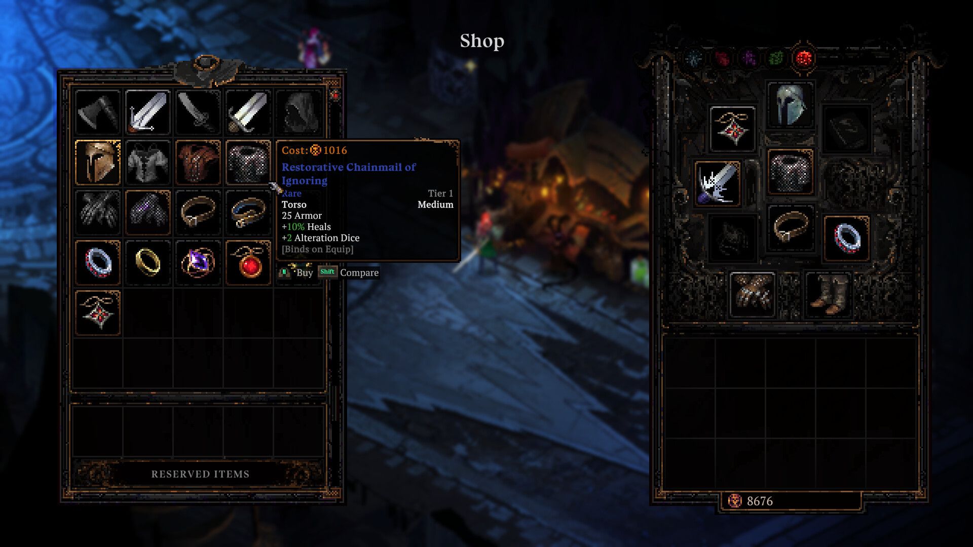 death must die equipment and shop screen