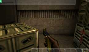 The player character holding a key ring in Deus Ex.