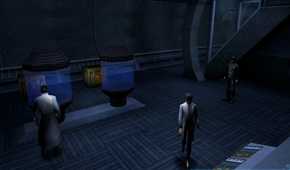 The inside of a large laboratory in Deus Ex.