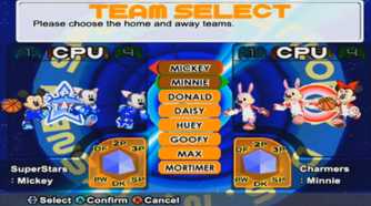 A screenshot of gameplay from Disney Sports Basketball