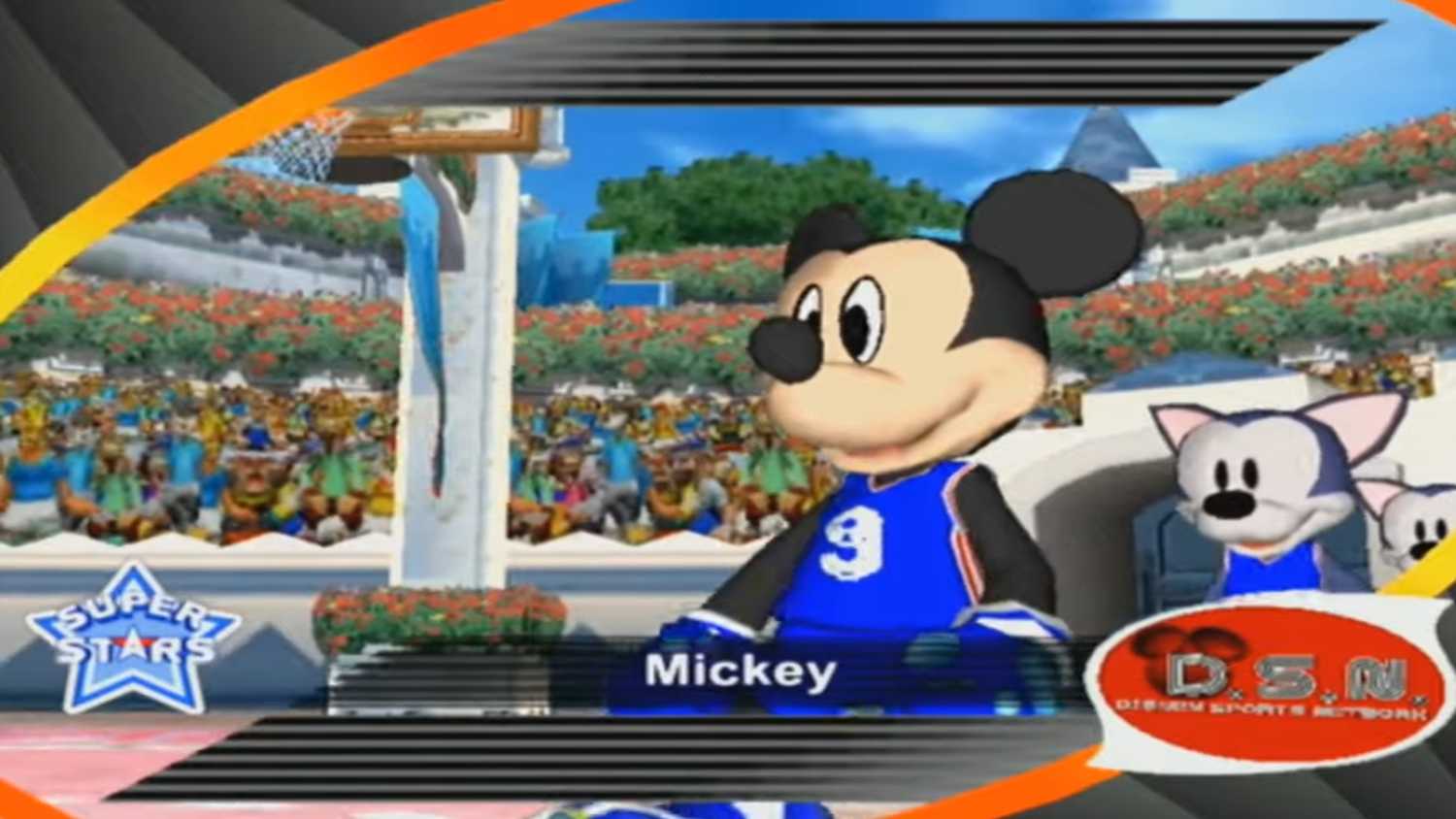 A screenshot of gameplay from Disney Sports Basketball