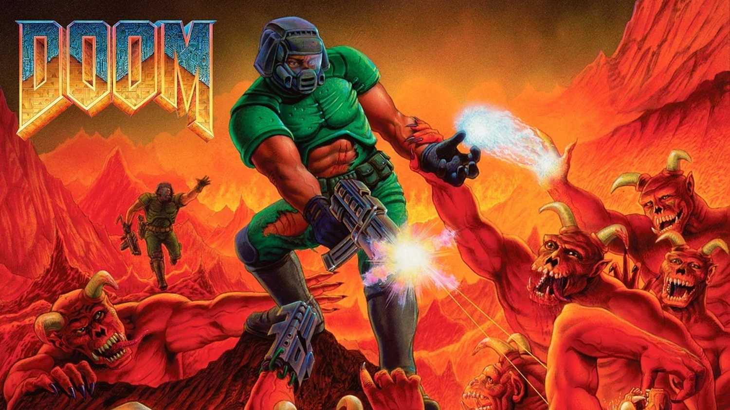 The box art and key art to Doom 1993.