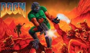 The box art and key art to Doom 1993.