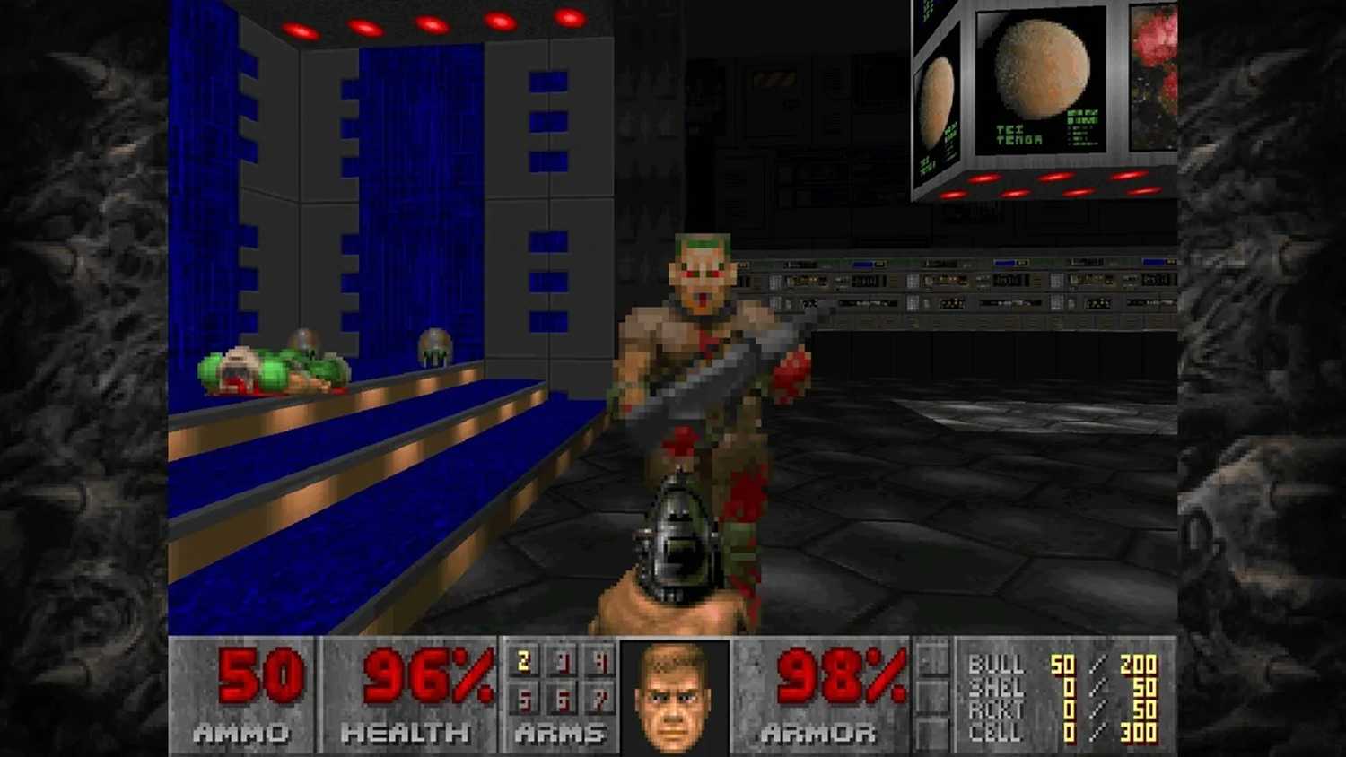 A screenshot of gameplay from Doom 1993.