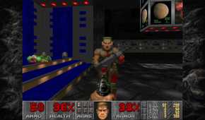 A screenshot of gameplay from Doom 1993.